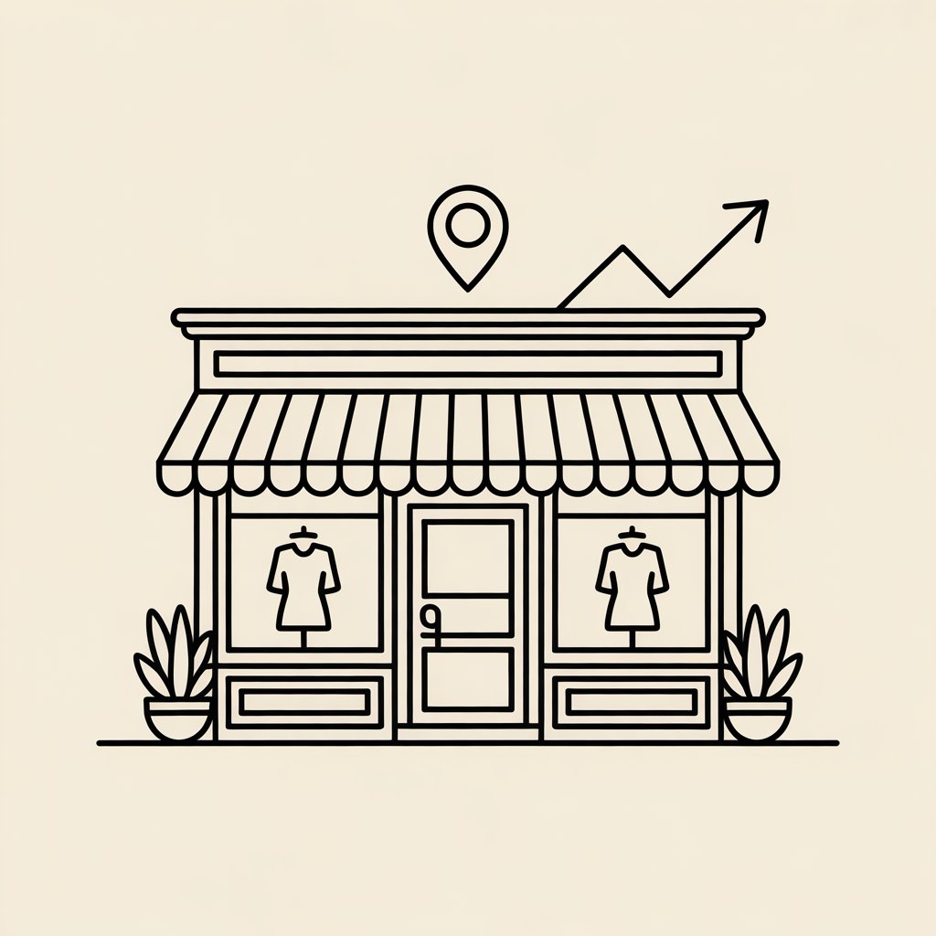 Boutique storefront with pin